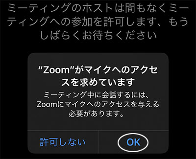 Zoomにマイク許可